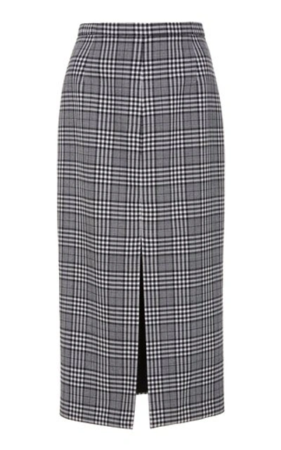 Shop Michael Kors Prince Of Wales Checked Wool Midi Skirt In Multi