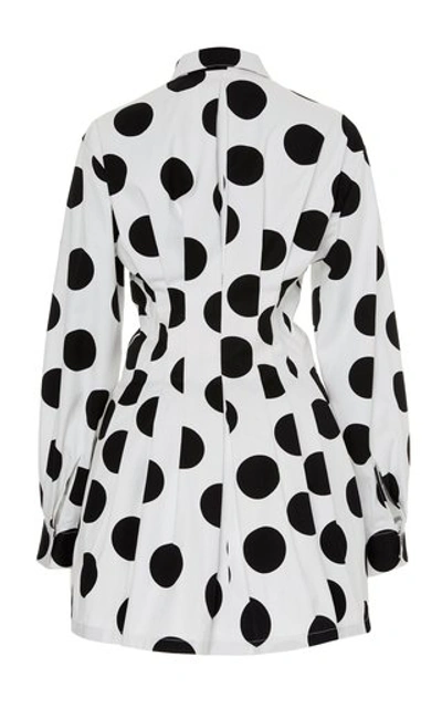 Shop Carolina Herrera Polka-dot Cotton-poplin Mini Dress In Black/white