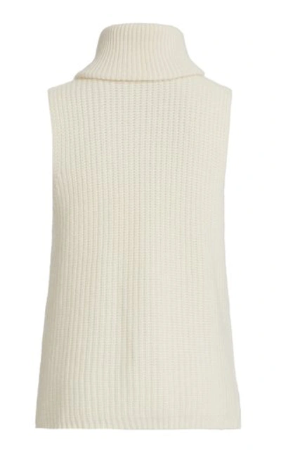 Shop La Collection Deborah Cashmere Sleeveless Turtleneck Top In Ivory