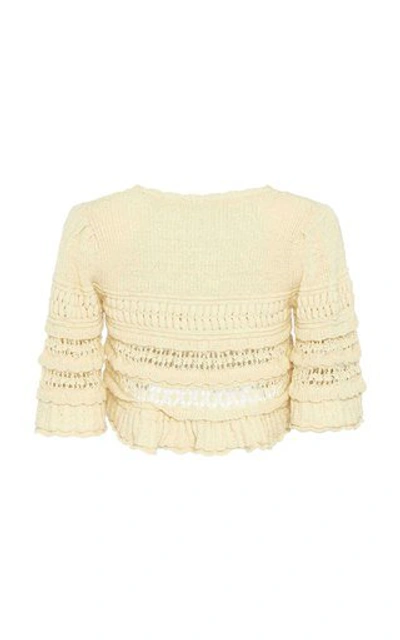 Shop Isabel Marant Flavia Cropped Ruffled Cotton-blend Top In Neutral
