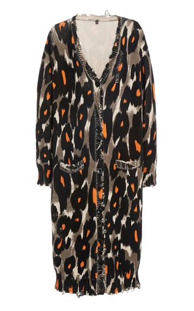 Shop R13 Long Leopard Print Cardigan In Animal