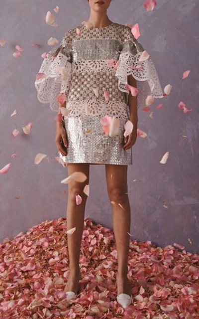 Shop Carolina Herrera Sequined Silk-jacquard Mini Dress In Multi