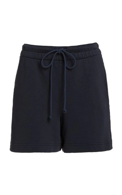 Shop Vince Cotton-terry Drawstring Shorts In Black