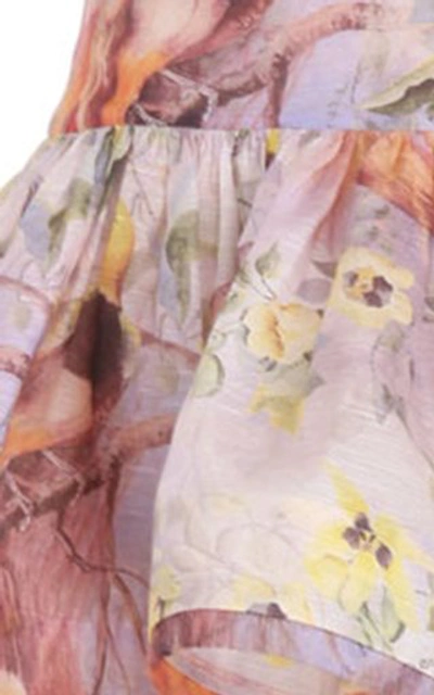 Shop Zimmermann Women's Botanica Tiered Linen-silk Skirt In Print