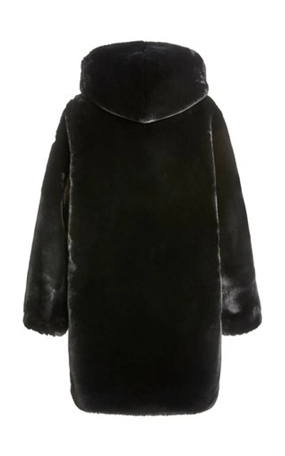 Shop Apparis Maria Hooded Faux Fur Coat In Black