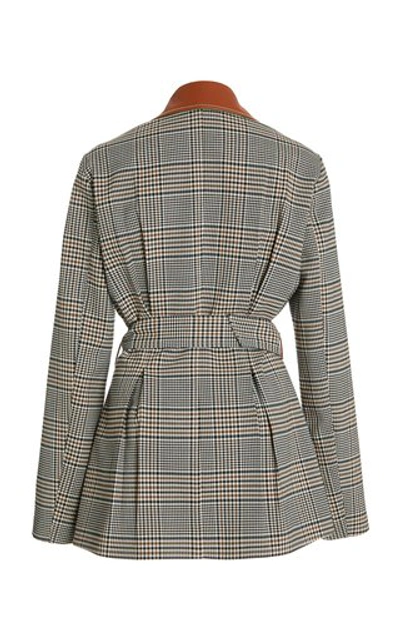 Shop Staud Paprika Plaid Belted Crepe Jacket