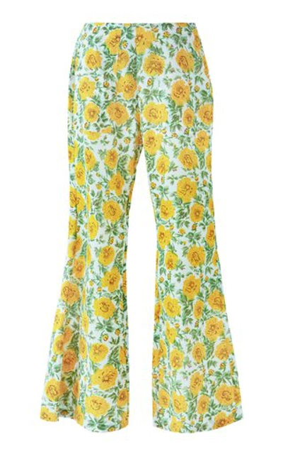 Shop Alix Of Bohemia Women's Charlie Printed Cotton Wide-leg Pants In Yellow
