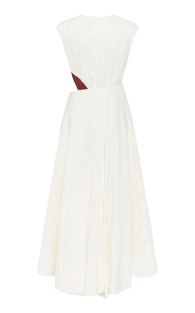 Shop Aje Women's Reflection Cutout Linen-blend Midi Dress In White