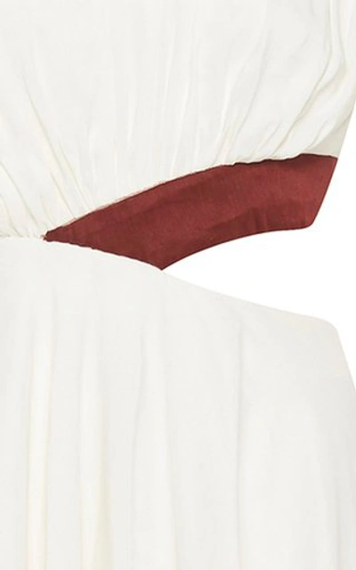 Shop Aje Women's Reflection Cutout Linen-blend Midi Dress In White