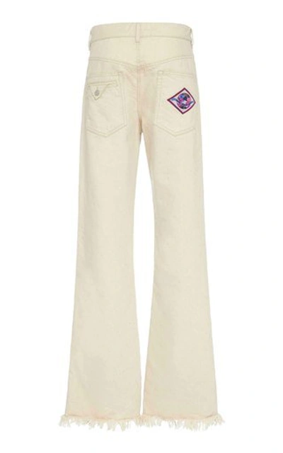 Shop Isabel Marant Elvira Frayed Wide-leg Jeans In Neutral