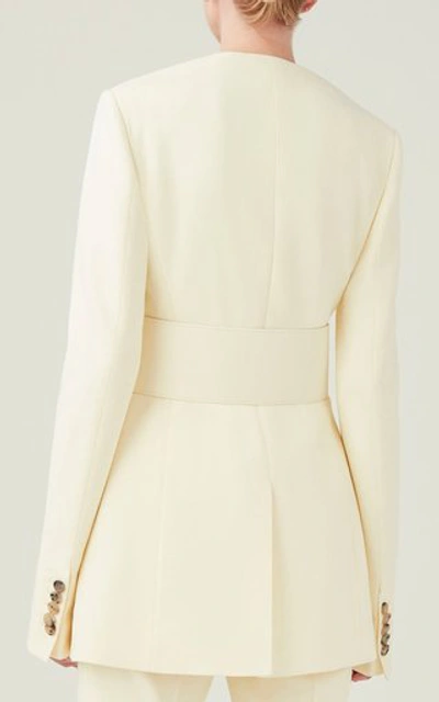 Shop Marina Moscone Women's Belted Cotton Blazer In White