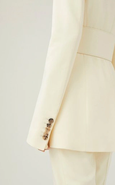 Shop Marina Moscone Women's Belted Cotton Blazer In White