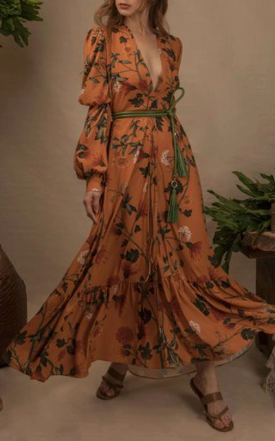 Shop Andres Otalora Cayena Crepe Kimono Maxi Dress In Print