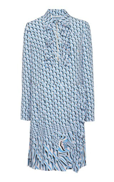 Shop Prada Women's Ruffled Poplin Shirt Dress In Print