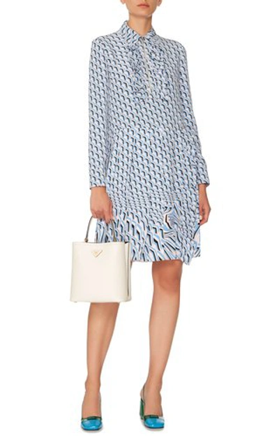 Shop Prada Women's Ruffled Poplin Shirt Dress In Print