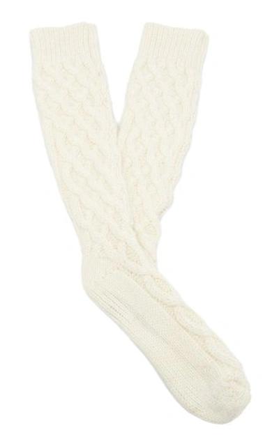 Shop Dolce & Gabbana Cable-knit Socks In Brown