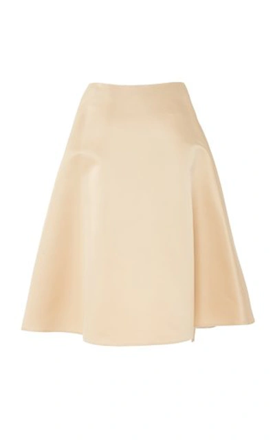 Shop Prada Bow-detailed Silk-satin Skirt In Neutral