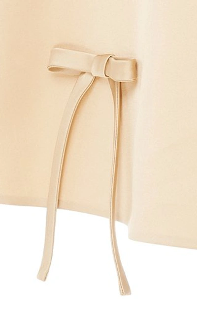 Shop Prada Bow-detailed Silk-satin Skirt In Neutral