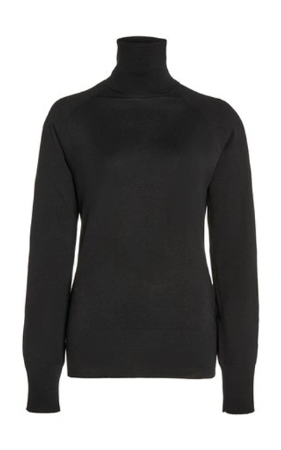 Shop Martin Grant Merino Wool Turtleneck Sweater In Black