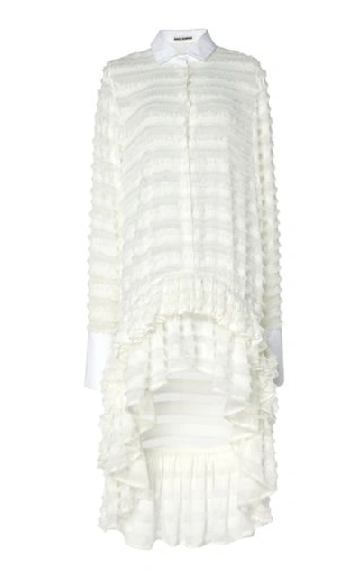 Shop Anais Jourden Confetti Ruffled White Tulle Shirtdress
