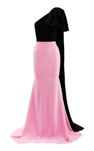 Shop Alex Perry Anderson Two-tone Crepe Gown In Pink