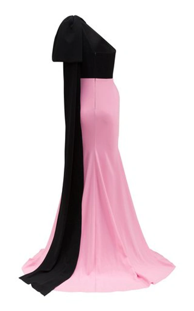 Shop Alex Perry Anderson Two-tone Crepe Gown In Pink