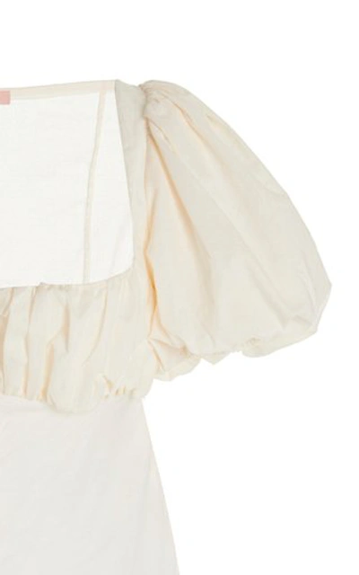 Shop Maggie Marilyn Picking Daisies Ruched Cotton-poplin Top In White