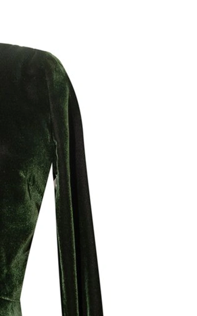 Shop Andres Otalora La Damme Velvet Gown In Green