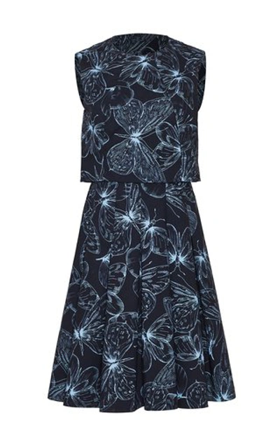 Shop Lela Rose Women's Butterfly Cotton Poplin Seamed A-line Dress In Print