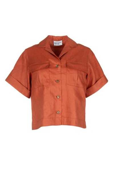 Shop Matthew Bruch Women's Safari Linen Camp Shirt In Red