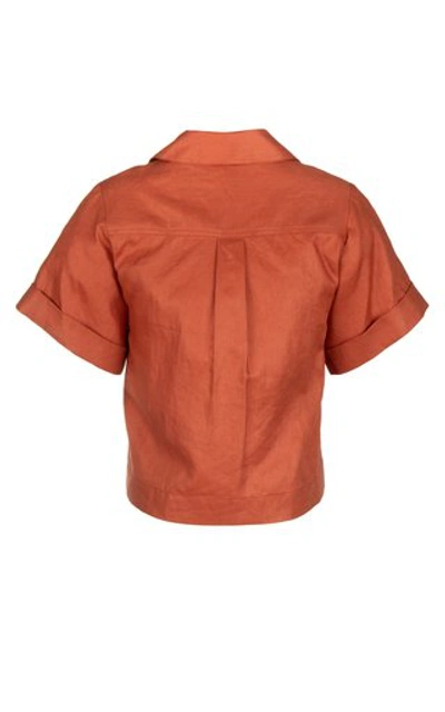 Shop Matthew Bruch Women's Safari Linen Camp Shirt In Red