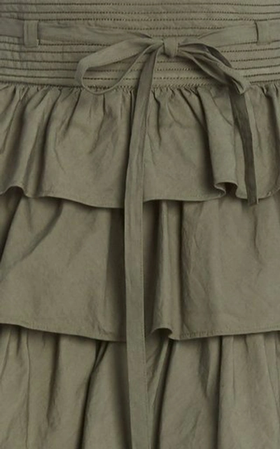 Shop Ulla Johnson Margot Ruffled Tiered Maxi Skirt In Green