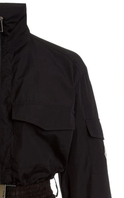Shop Moncler Belted Mixed-media Dress Jacket In Black