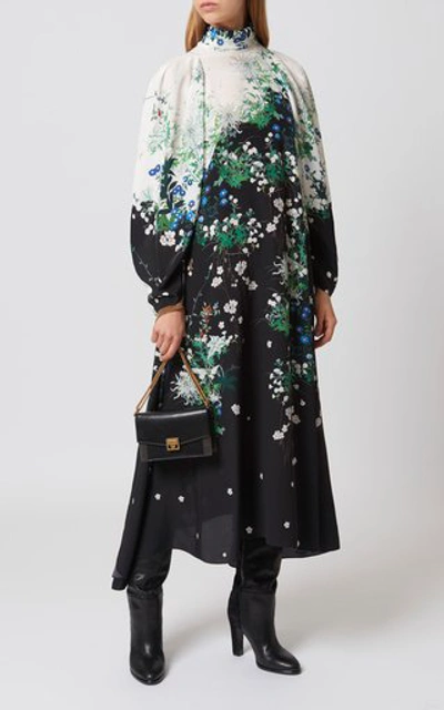 Shop Givenchy Floral-print Silk-chiffon Midi Dress In Multi