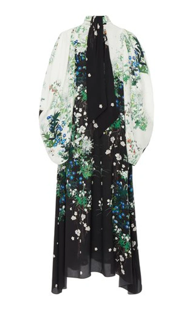 Shop Givenchy Floral-print Silk-chiffon Midi Dress In Multi