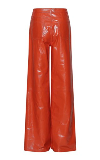 Shop Remain Ariane Leather Wide-leg Trousers In Red