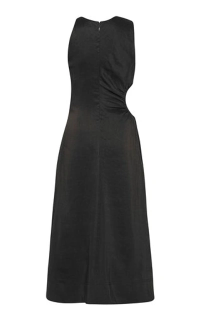 Shop Aje Women's Chateau Cutout Linen-blend Midi Dress In Black