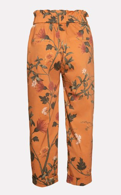 Shop Andres Otalora Daisy Cropped Cotton Poplin Pants In Print