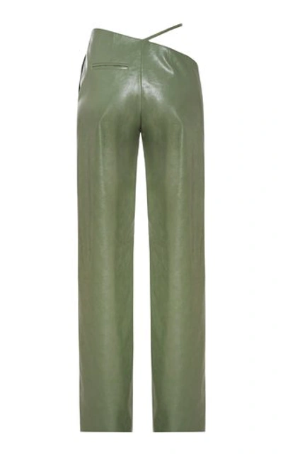 Shop Aleksandre Akhalkatsishvili Women's Asymmetric Vegan Leather Wide-leg Pants In Green