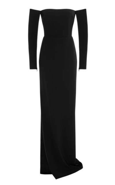 Shop Alex Perry Women's Delaine Satin-crepe Off-the-shoulder Column Gown In Black