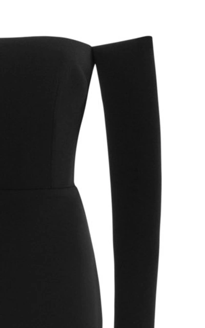 Shop Alex Perry Women's Delaine Satin-crepe Off-the-shoulder Column Gown In Black