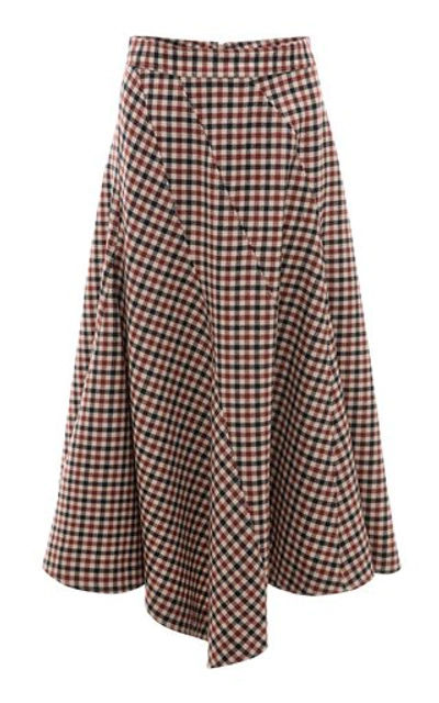 Shop Jw Anderson Checked Wool Midi Skirt In Plaid