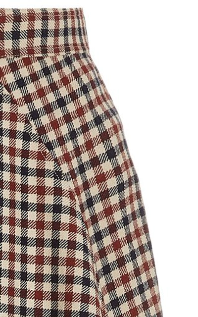 Shop Jw Anderson Checked Wool Midi Skirt In Plaid