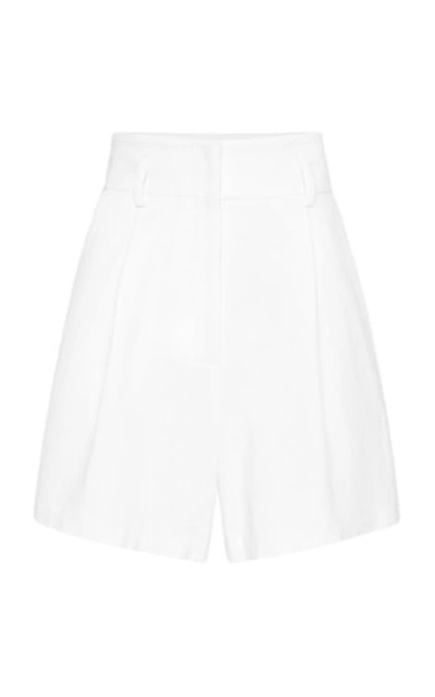 Shop St Agni Ranger Pleated Cotton-linen Shorts In Brown