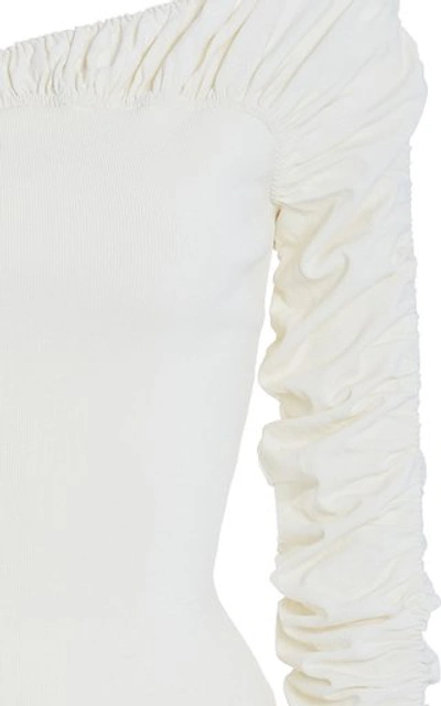 Shop Khaite Women's Naya Jersey Off-the-shoulder Bodysuit In White,black
