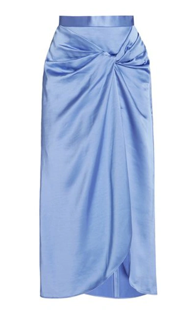 Shop Acler Women's Bonham Draped Satin Midi Skirt In Blue