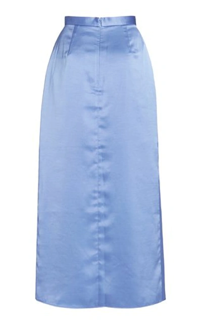 Shop Acler Women's Bonham Draped Satin Midi Skirt In Blue