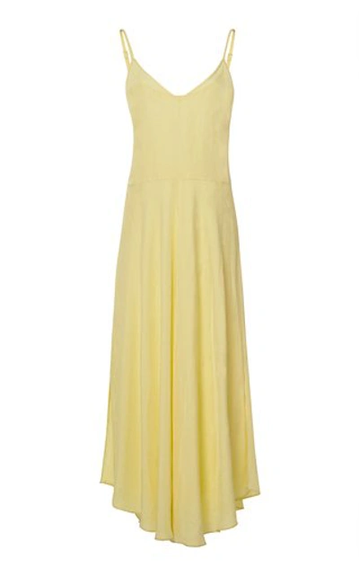 Shop Vince Double-layer Crepe Dress In Yellow