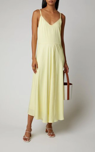 Shop Vince Double-layer Crepe Dress In Yellow