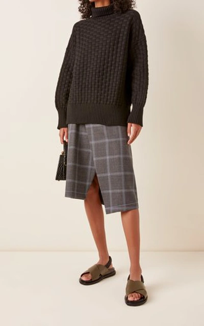 Shop Rachel Comey Woven Rolled-neck Pima Cotton Sweater In Black